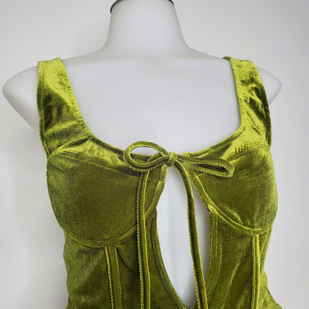 NEW | Dress Decode | Velvet Asymmetrical Hem Cut Out Front Ruched Dress - Picture 4 of 13